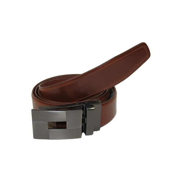 Men VALENTINI Leather Track Belt Adjustable Removable Buckle V522 Amber