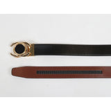 Men VALENTINI Leather Track Belt Medallion Fancy Designer V533-G Black