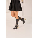 The Gladiator Black Leather Knee High Women Boot