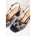 The Nampula Navy Blue Leather Women Slingback Sandal