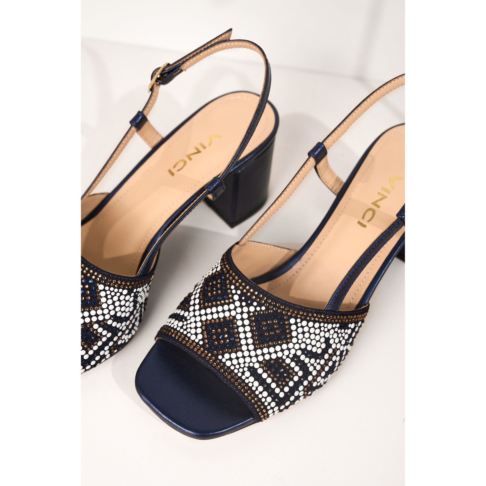 The Nampula Navy Blue Leather Women Slingback Sandal