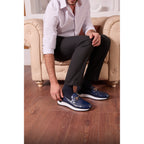 The Padova Navy Blue Leather Men Sneaker