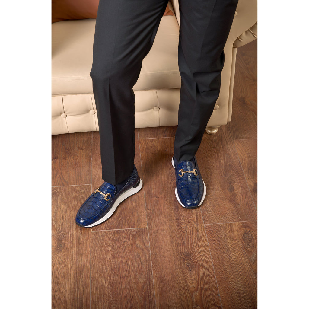 The Padova Navy Blue Leather Men Sneaker