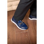 The Padova Navy Blue Leather Men Sneaker