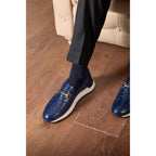 The Padova Navy Blue Leather Men Sneaker