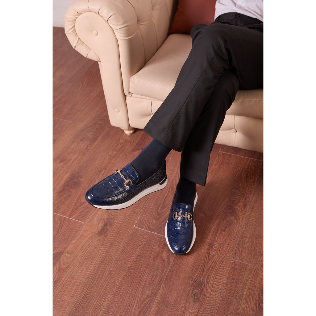The Padova Navy Blue Leather Men Sneaker