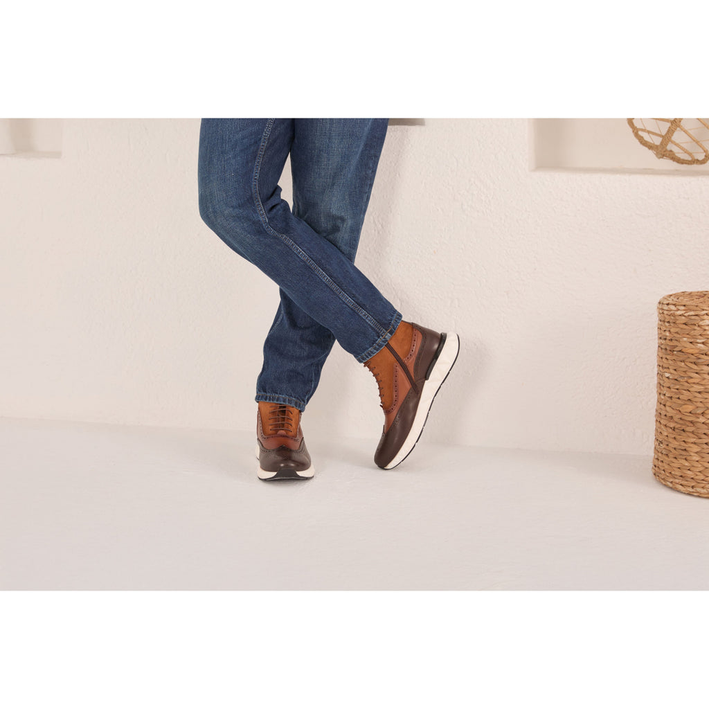 The Regent Brown Leather Wingtip Brogue Men Casual Boot
