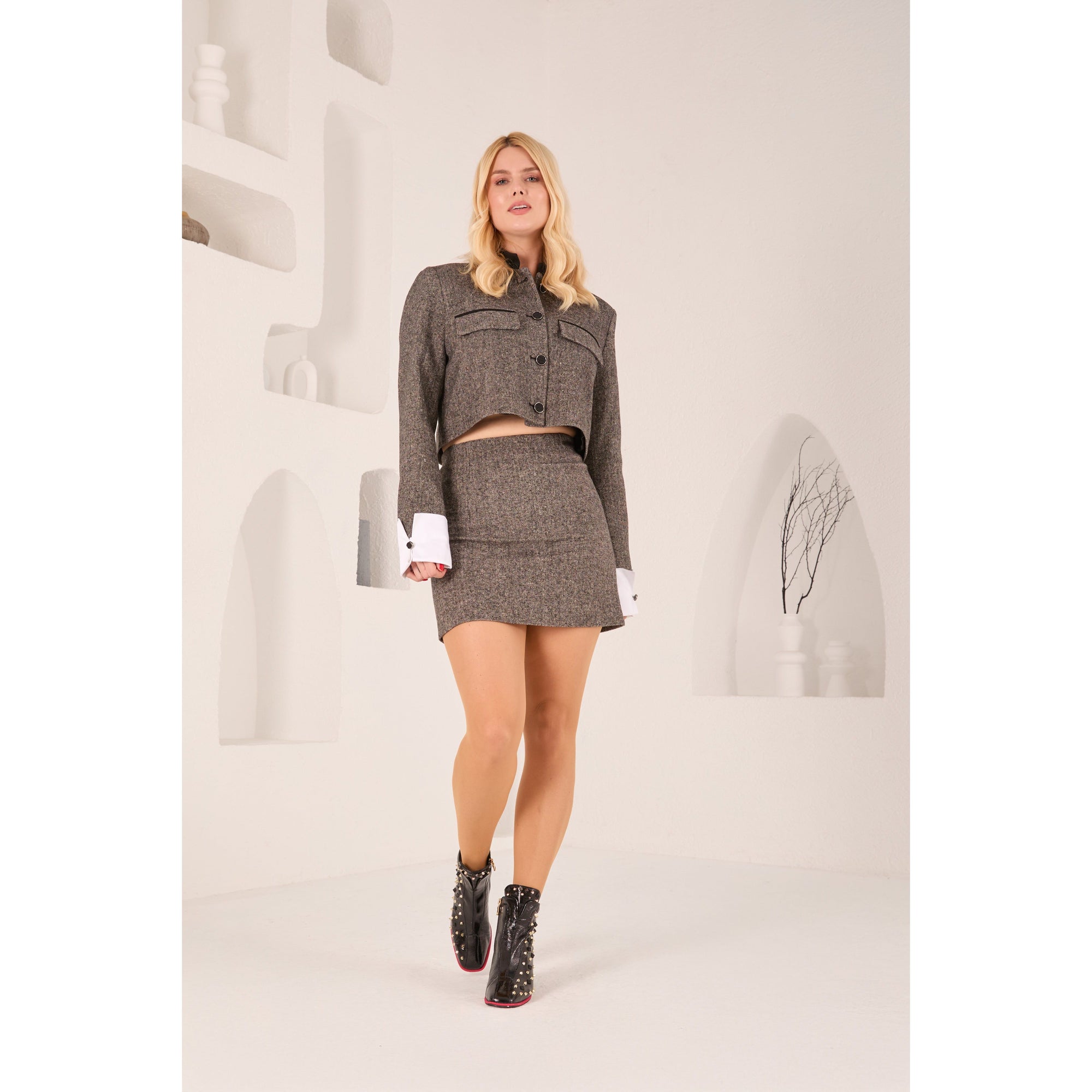 The Infanta Black Leather Block Heel Women Boot