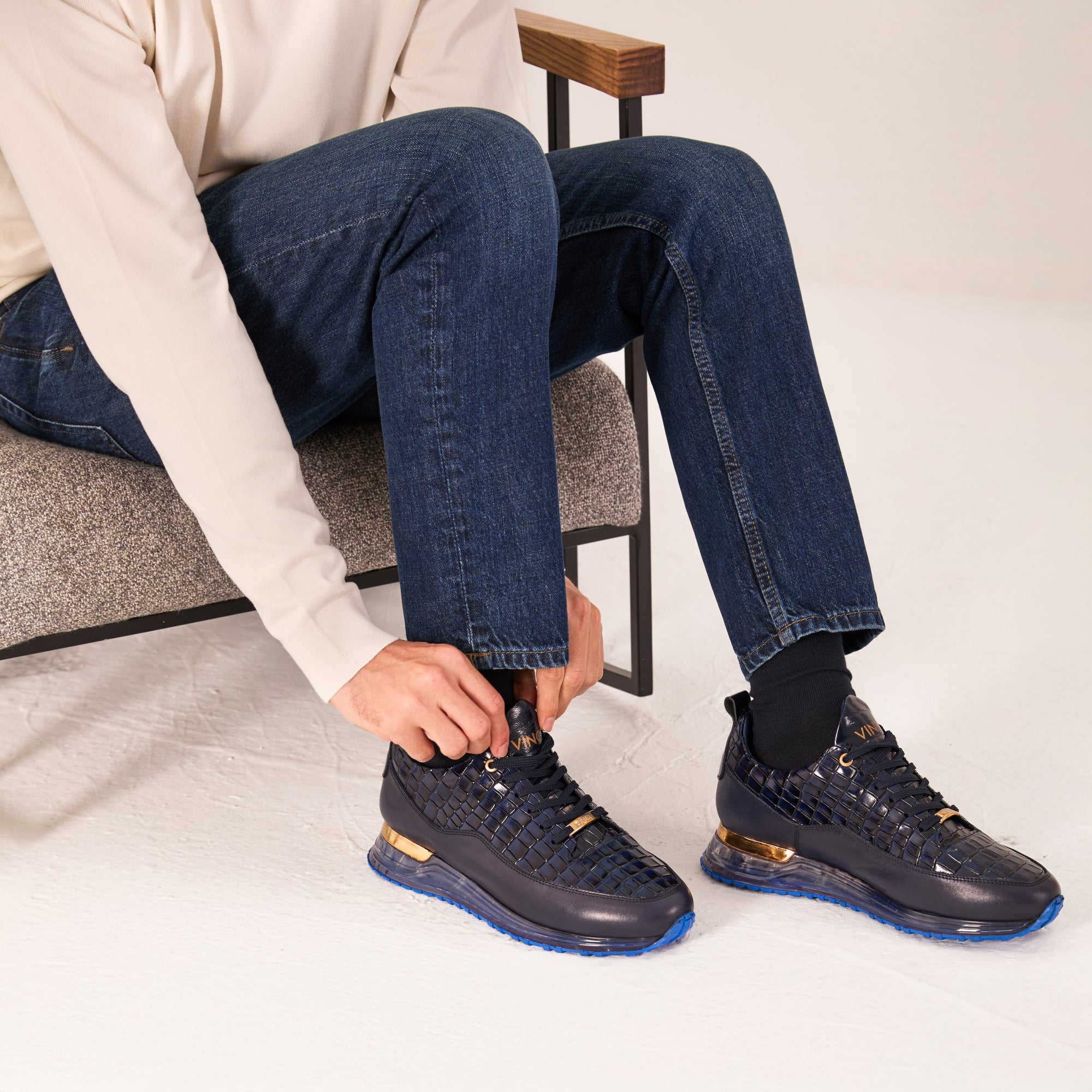 Vinci The Marseille Navy Blue Leather Men Sneaker
