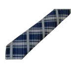 Mens Narrow Tie/Hankie Set Microfiber Silky Vito Rofolo VTR-92 Blue White Plaid