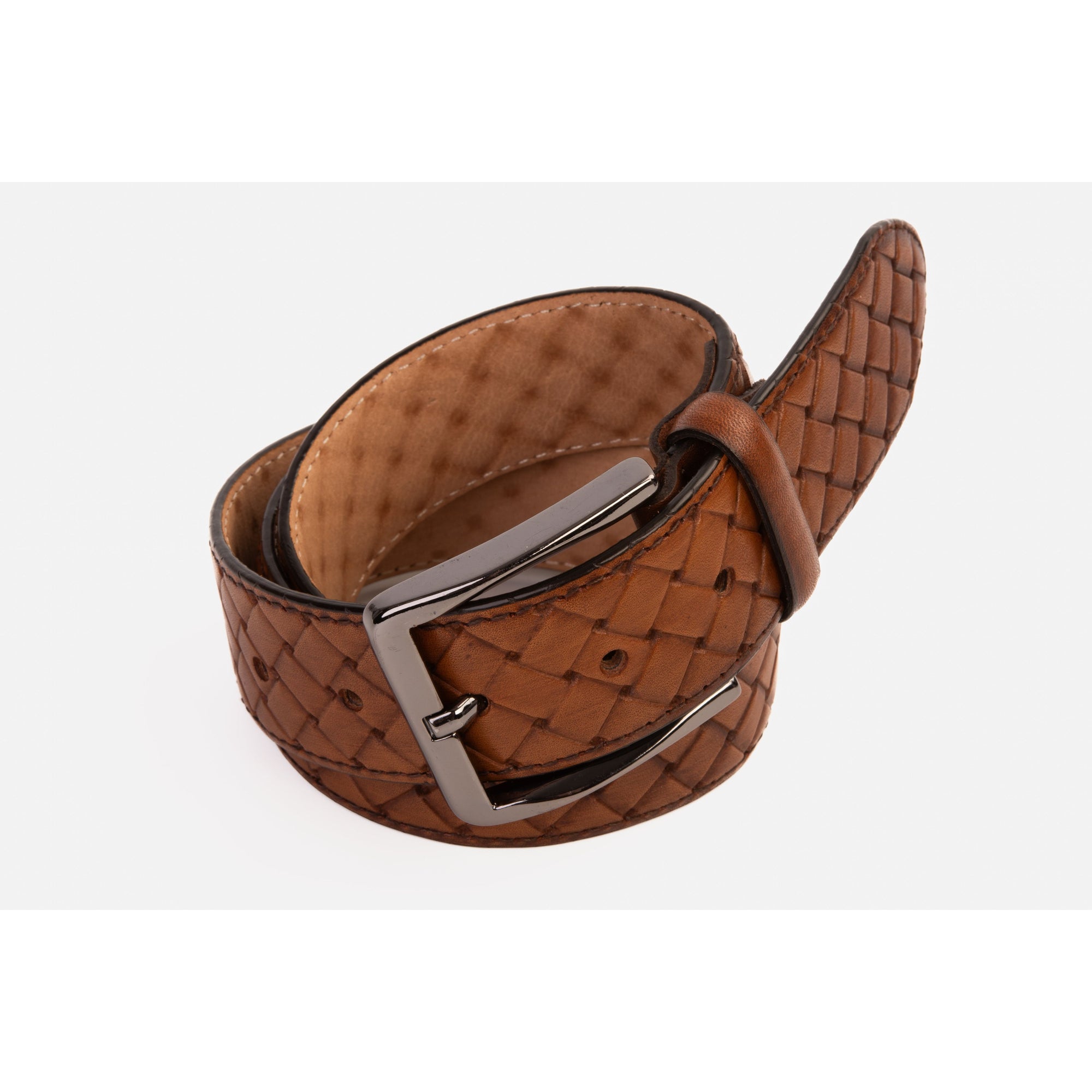 The Turan Brown Handwoven Leather Belt