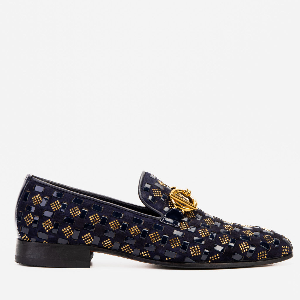 Vinci The Vicino Shoe Navy Blue Bit Dress Loafer Men Shoes