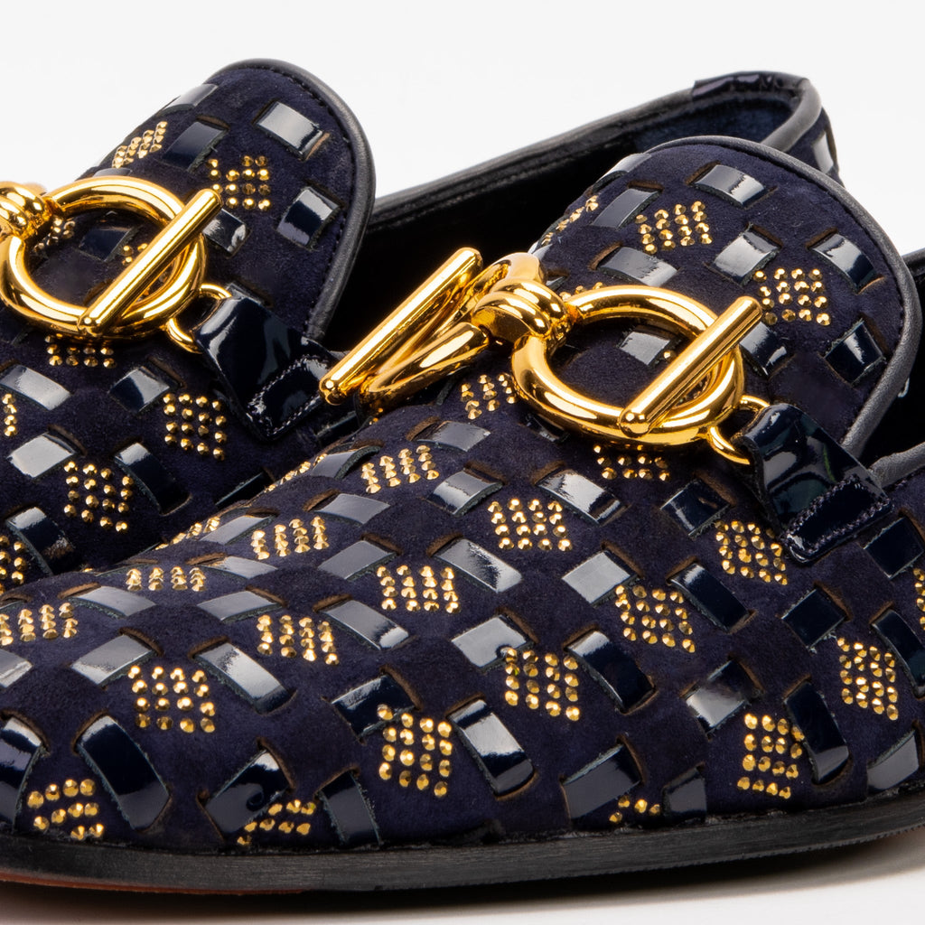 Vinci The Vicino Shoe Navy Blue Bit Dress Loafer Men Shoes