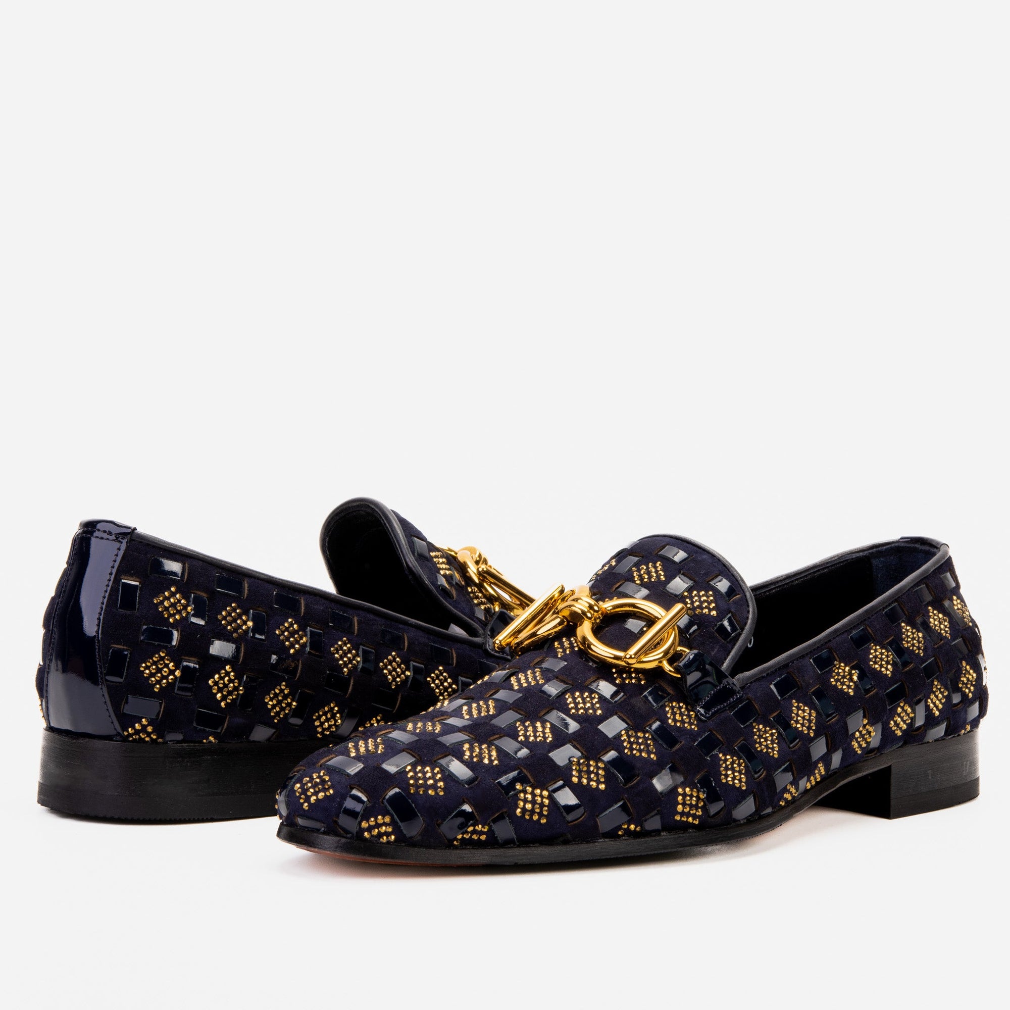 Vinci The Vicino Shoe Navy Blue Bit Dress Loafer Men Shoes