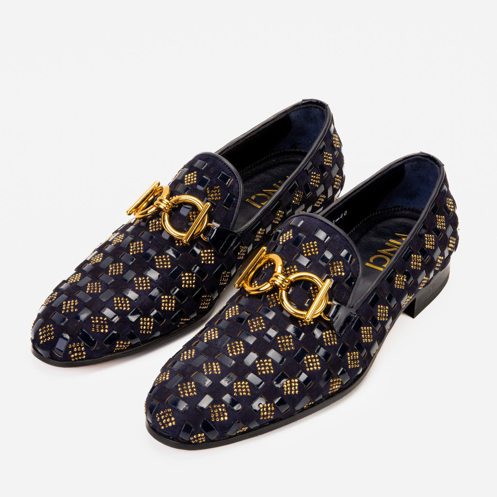 Vinci The Vicino Shoe Navy Blue Bit Dress Loafer Men Shoes