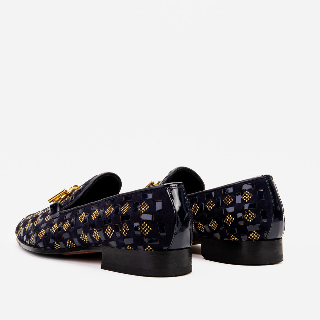Vinci The Vicino Shoe Navy Blue Bit Dress Loafer Men Shoes