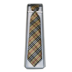 Men's Vito Rofolo From Italy Tie Hankie Gift Boxed 100% Silk VR-26 Gold Plaid