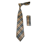 Men's Vito Rofolo From Italy Tie Hankie Gift Boxed 100% Silk VR-26 Gold Plaid