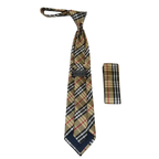 Men's Vito Rofolo From Italy Tie Hankie Gift Boxed 100% Silk VR-26 Gold Plaid