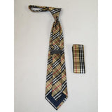 Men's Vito Rofolo From Italy Tie Hankie Gift Boxed 100% Silk VR-26 Gold Plaid