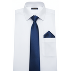 Mens Narrow Tie/Hankie Set Woven Vito Rofolo by J.Valintin VTR-113 Navy Blue
