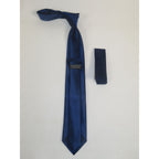 Mens Narrow Tie/Hankie Set Woven Vito Rofolo by J.Valintin VTR-113 Navy Blue