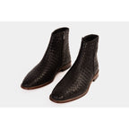 The Wellington Black Handwoven Leather Men Boot with a Zipper Final Sale!