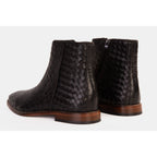 The Wellington Black Handwoven Leather Men Boot with a Zipper Final Sale!