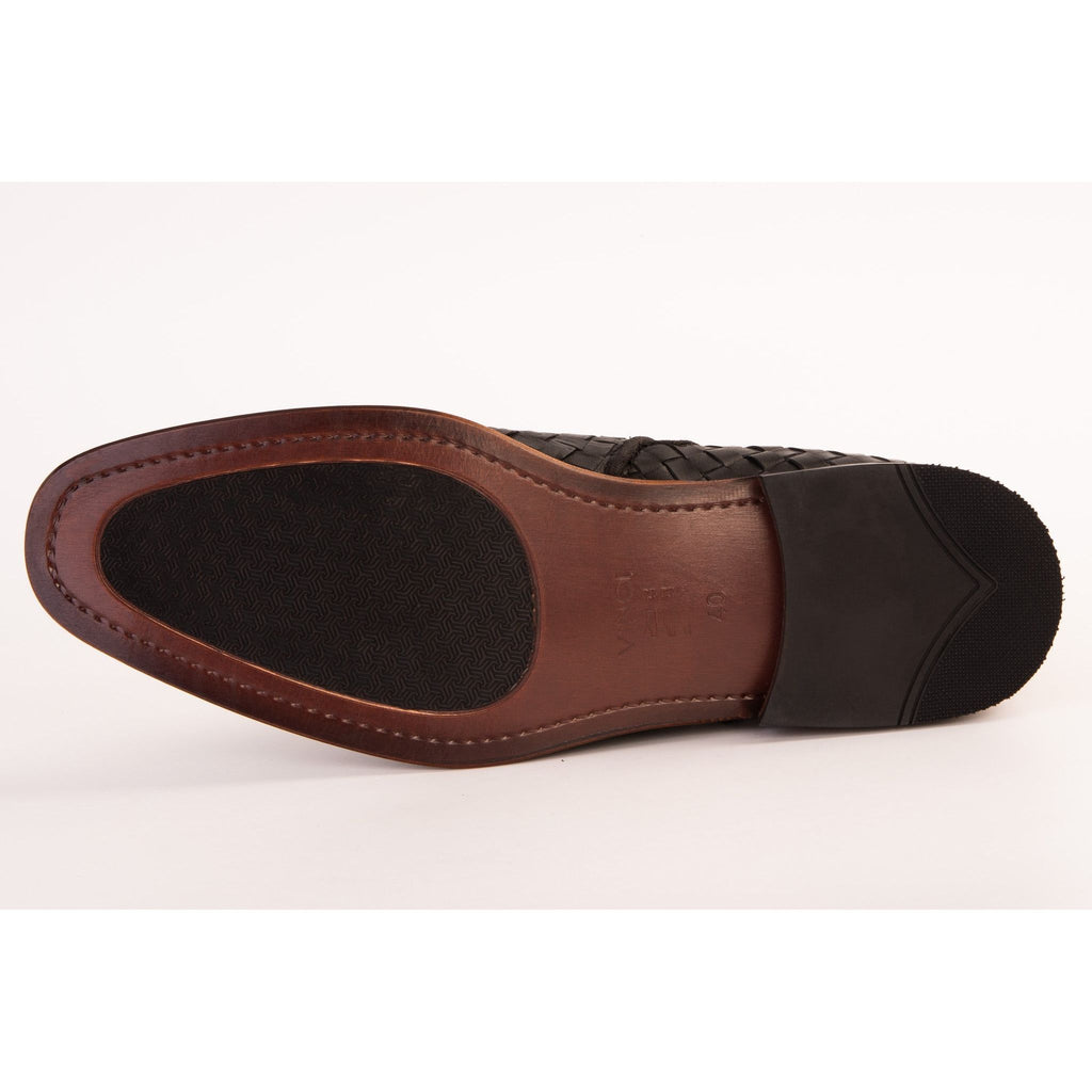 The Wellington Black Handwoven Leather Men Boot with a Zipper Final Sale!