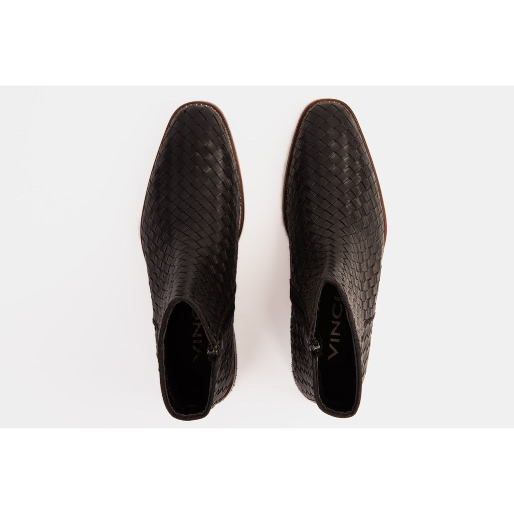 The Wellington Black Handwoven Leather Men Boot with a Zipper Final Sale!