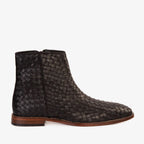 The Wellington Black Handwoven Leather Men Boot with a Zipper Final Sale!