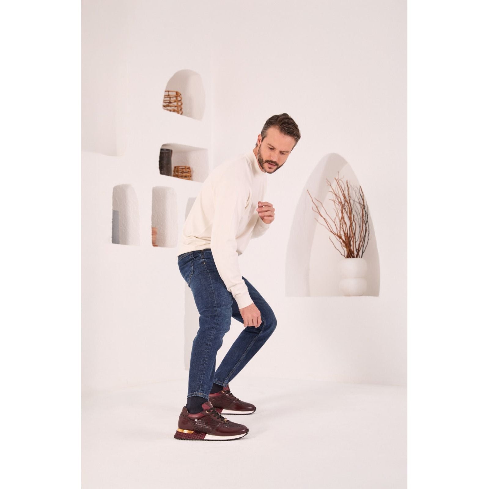 The Empire Burgundy Leather Men Sneaker
