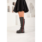 The Gallant Black Leather Knee-High Boot