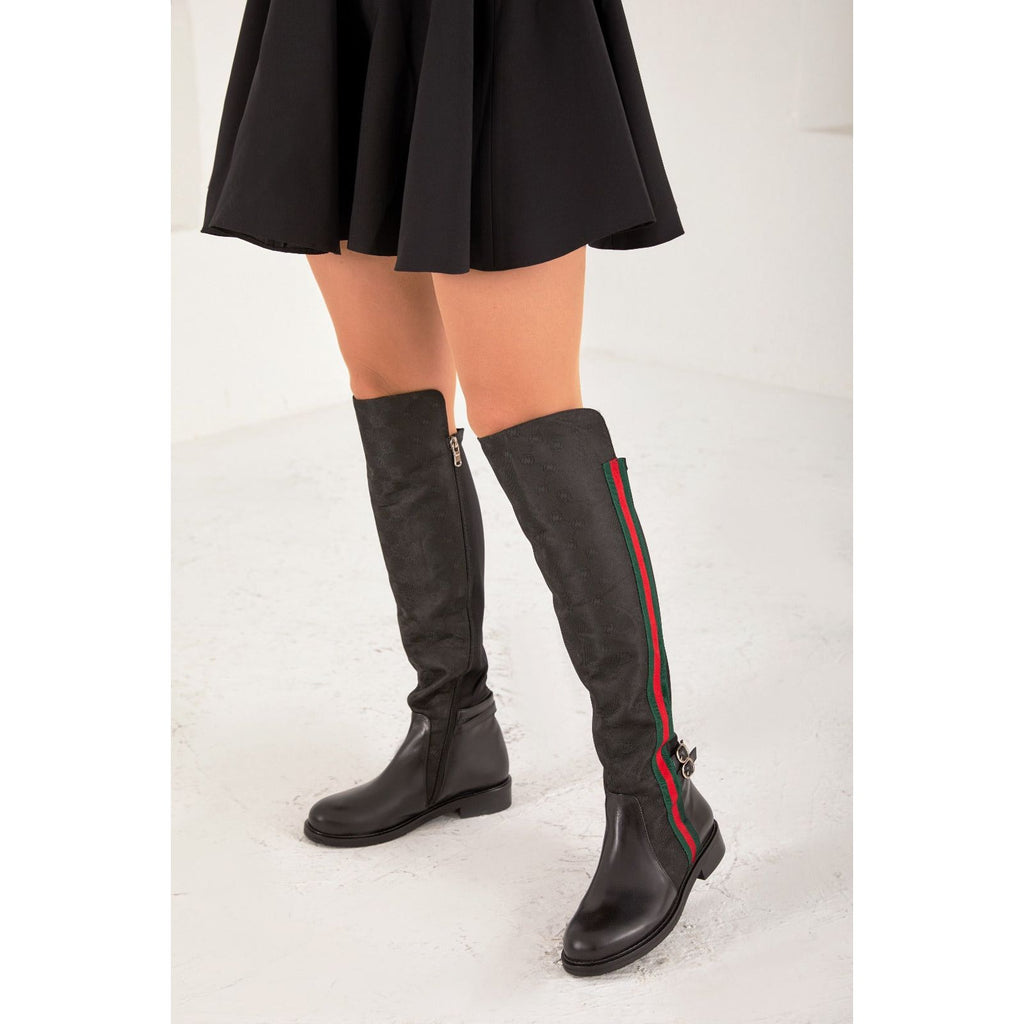 The Gallant Black Leather Knee-High Boot