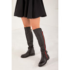 The Gallant Black Leather Knee-High Boot