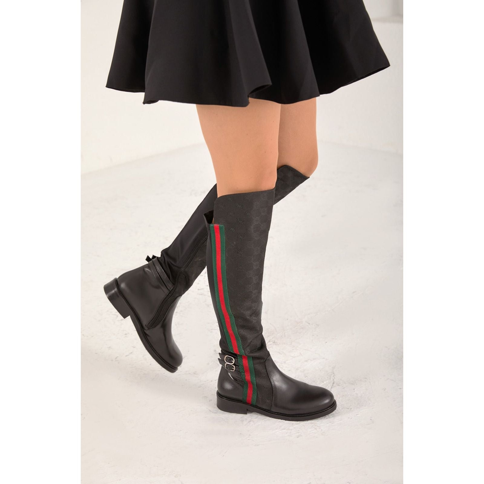 The Gallant Black Leather Knee-High Boot