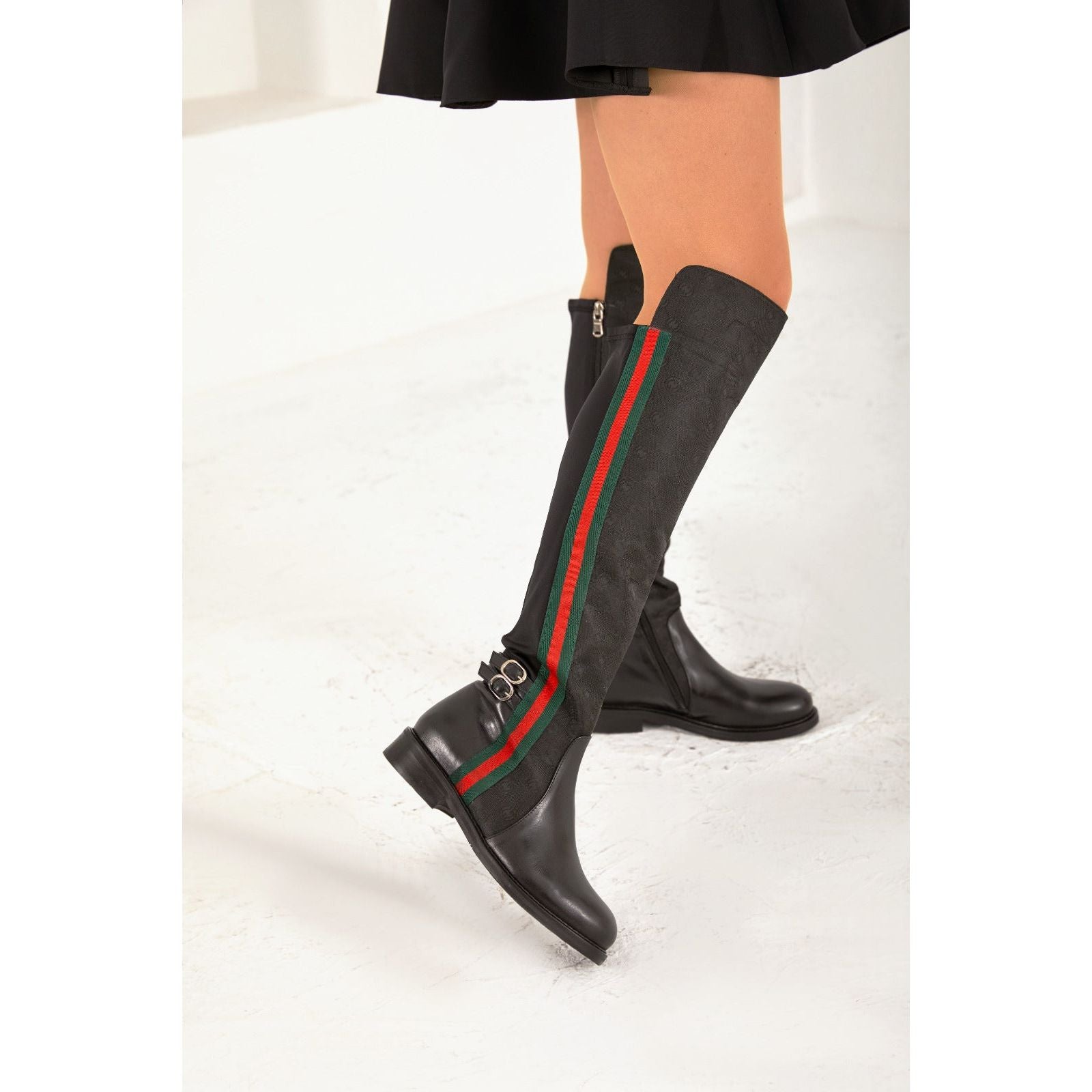 The Gallant Black Leather Knee-High Boot
