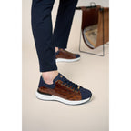 The Caesars Navy & Tan Leather Men Sneaker