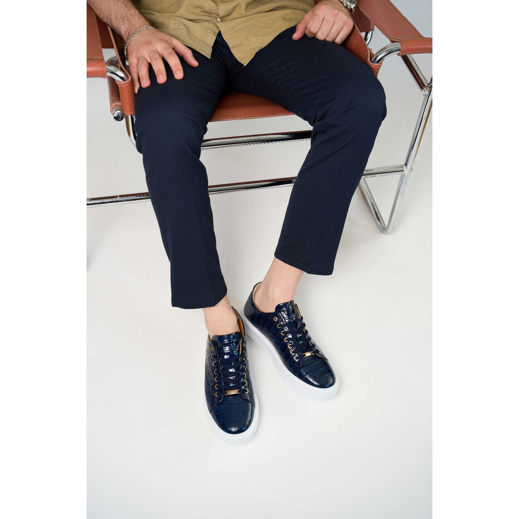 The Dublin Blue Leather Men Sneaker