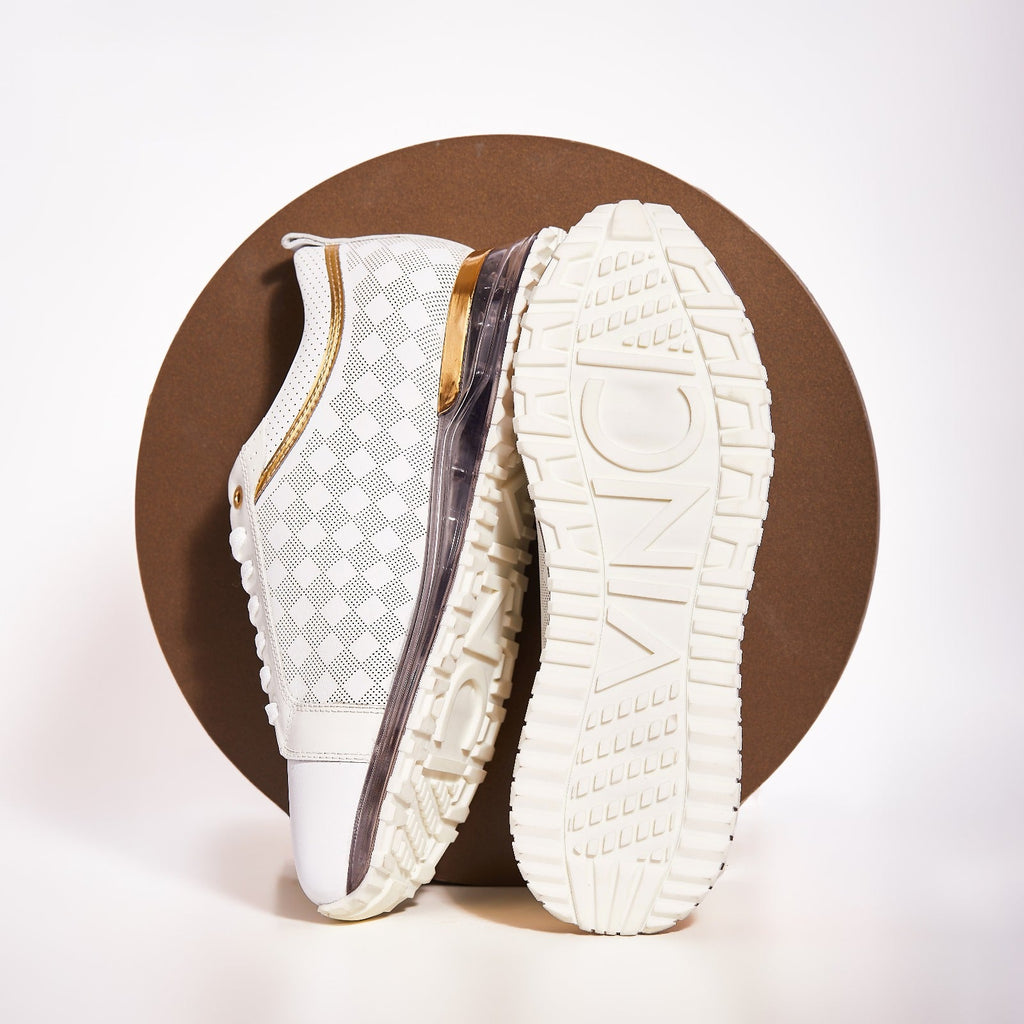 Vinci The Cenova White & Gold Leather Men Sneaker