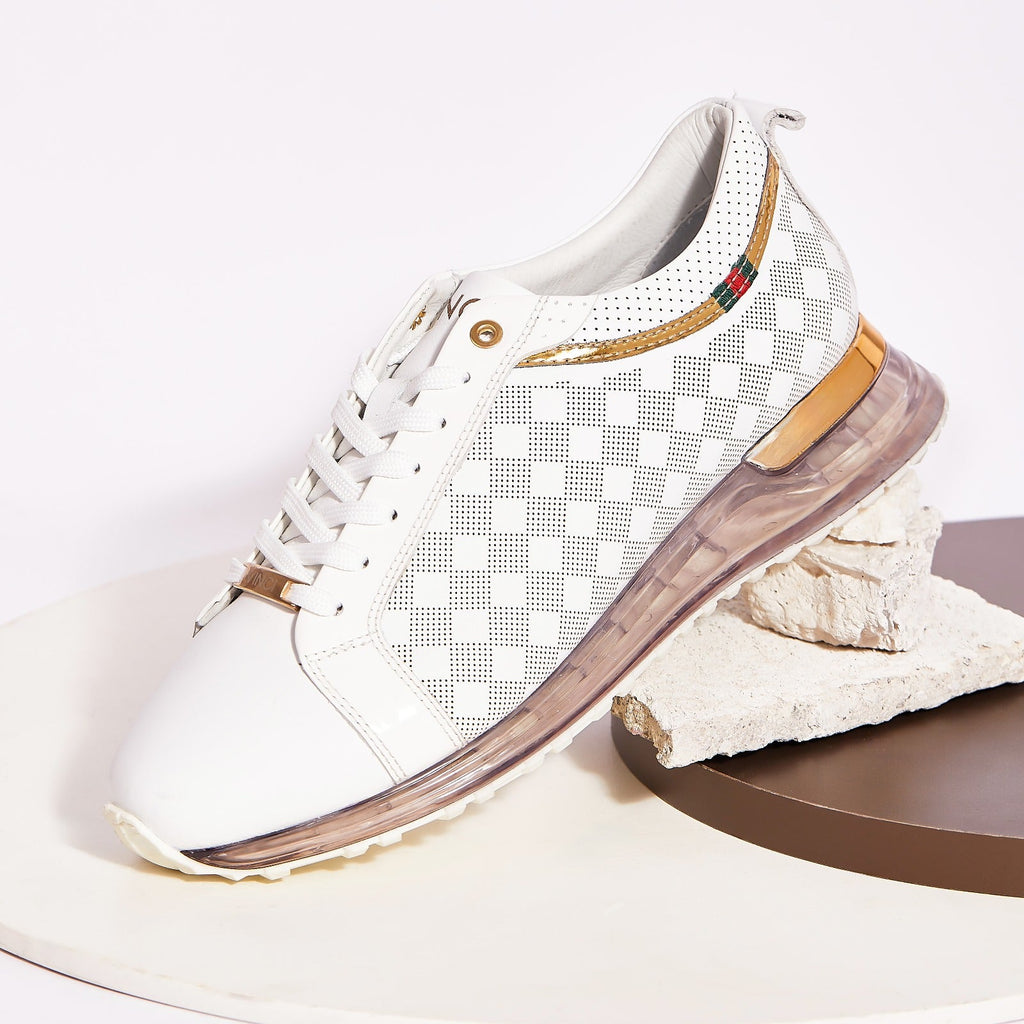 Vinci The Cenova White & Gold Leather Men Sneaker