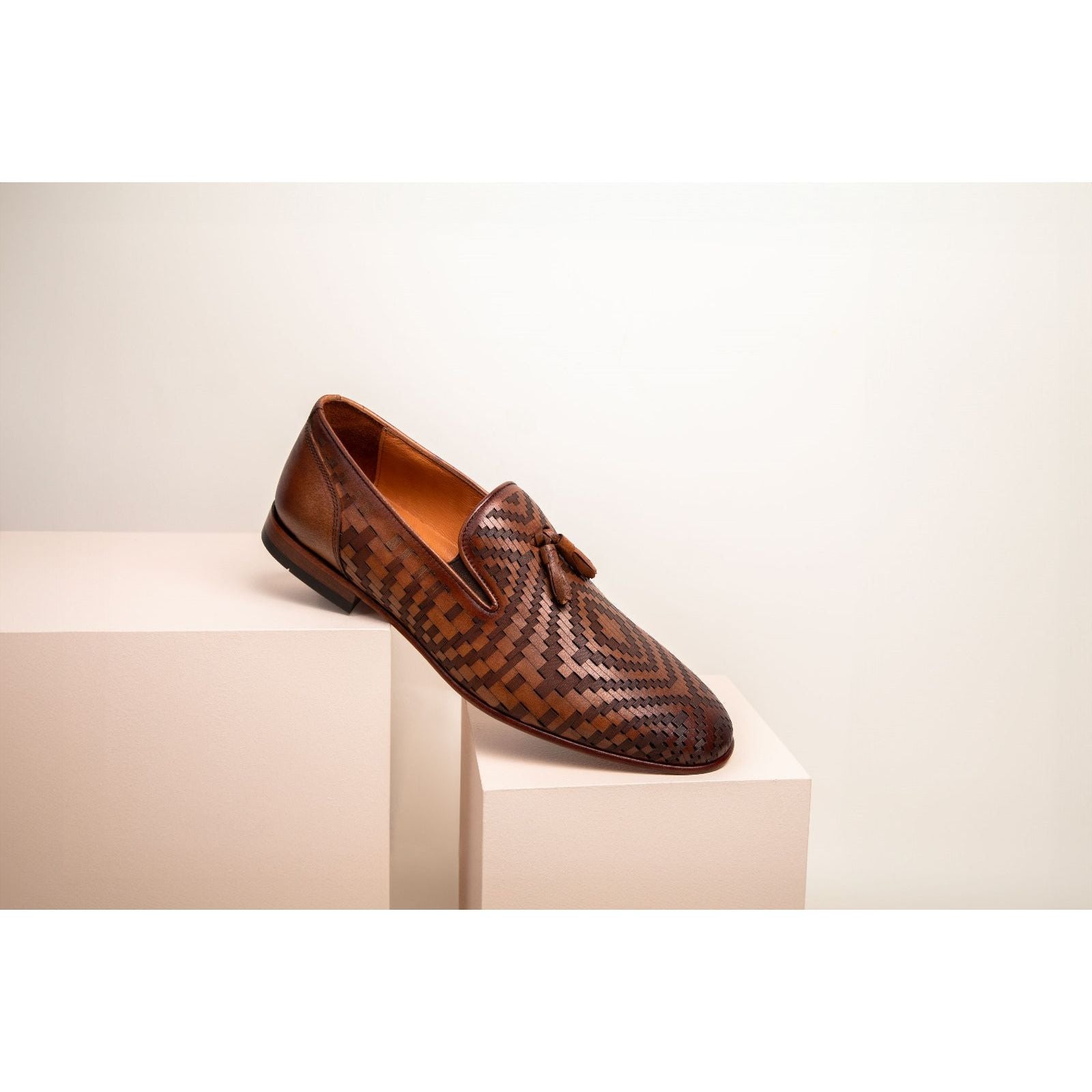 The Meram Brown Leather Tassel Slip-On Loafer Men Shoe