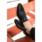 Vinci The Rolls  Woven Black Leather Single Monk Strap  Handmade Men Shoes