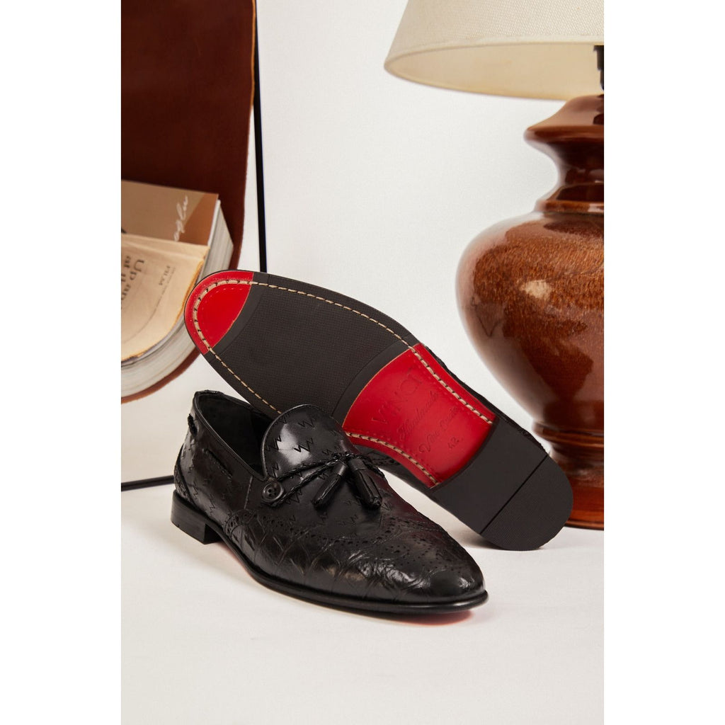 The Istanbul Black Leather Tassel Loafer Men Shoe