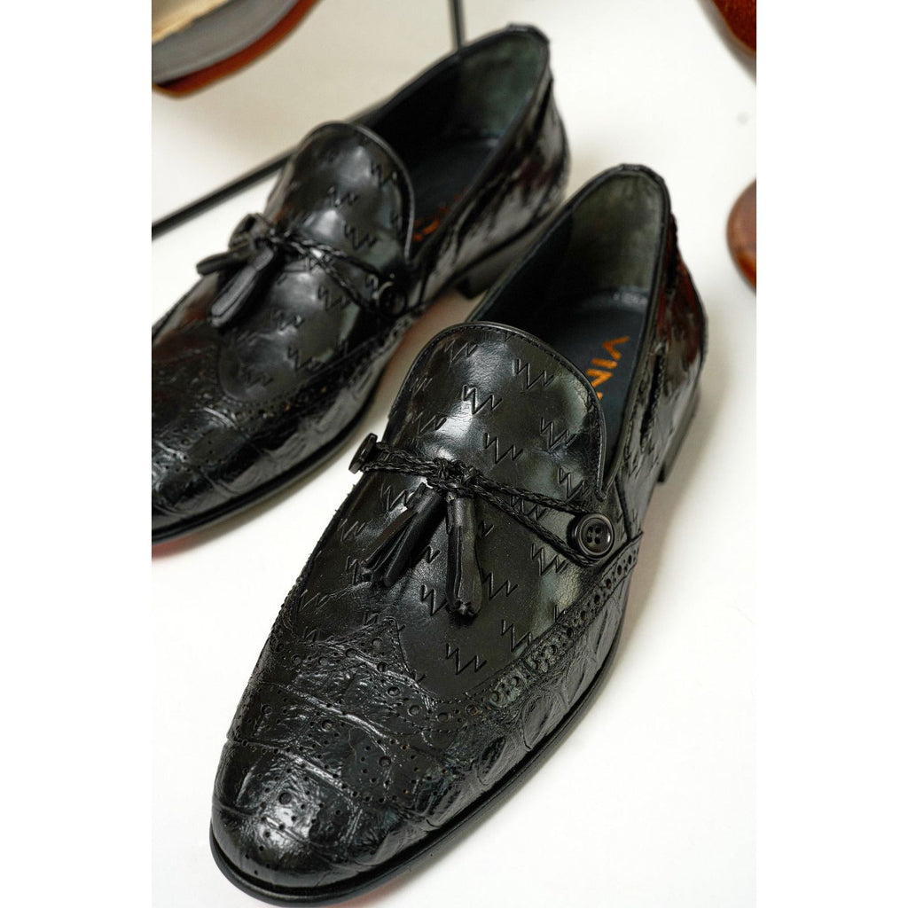 The Istanbul Black Leather Tassel Loafer Men Shoe