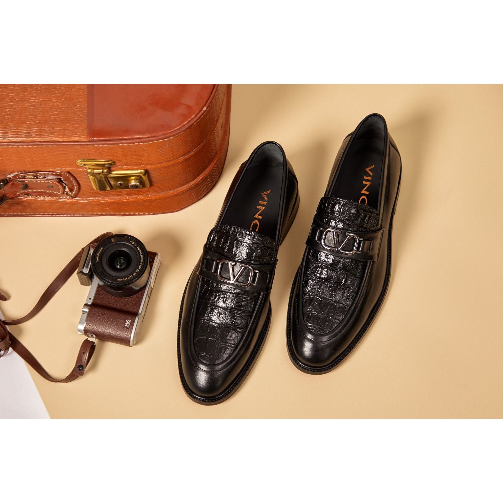 Vinci Amsterdam Black Bit Loafer Men Leather Shoes