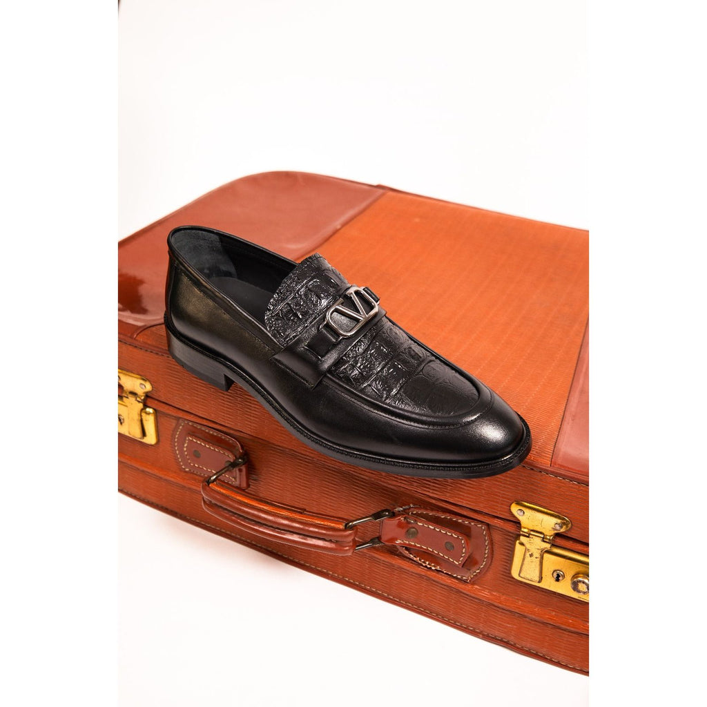 Vinci Amsterdam Black Bit Loafer Men Leather Shoes