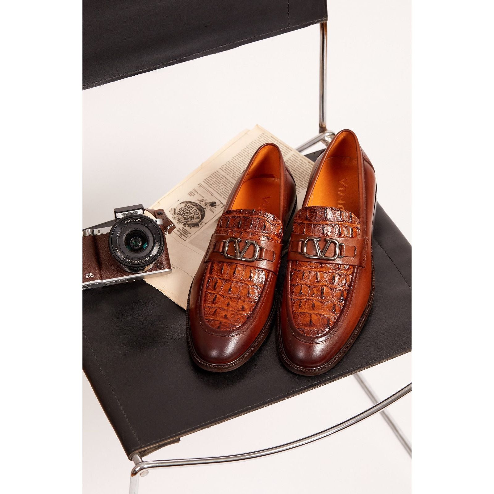 Vinci  Amsterdam Tan Bit Loafer Men Leather Dress Shoes