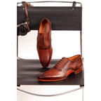 The Draco Handmade Tan Semi Brogue Oxford Men Shoe