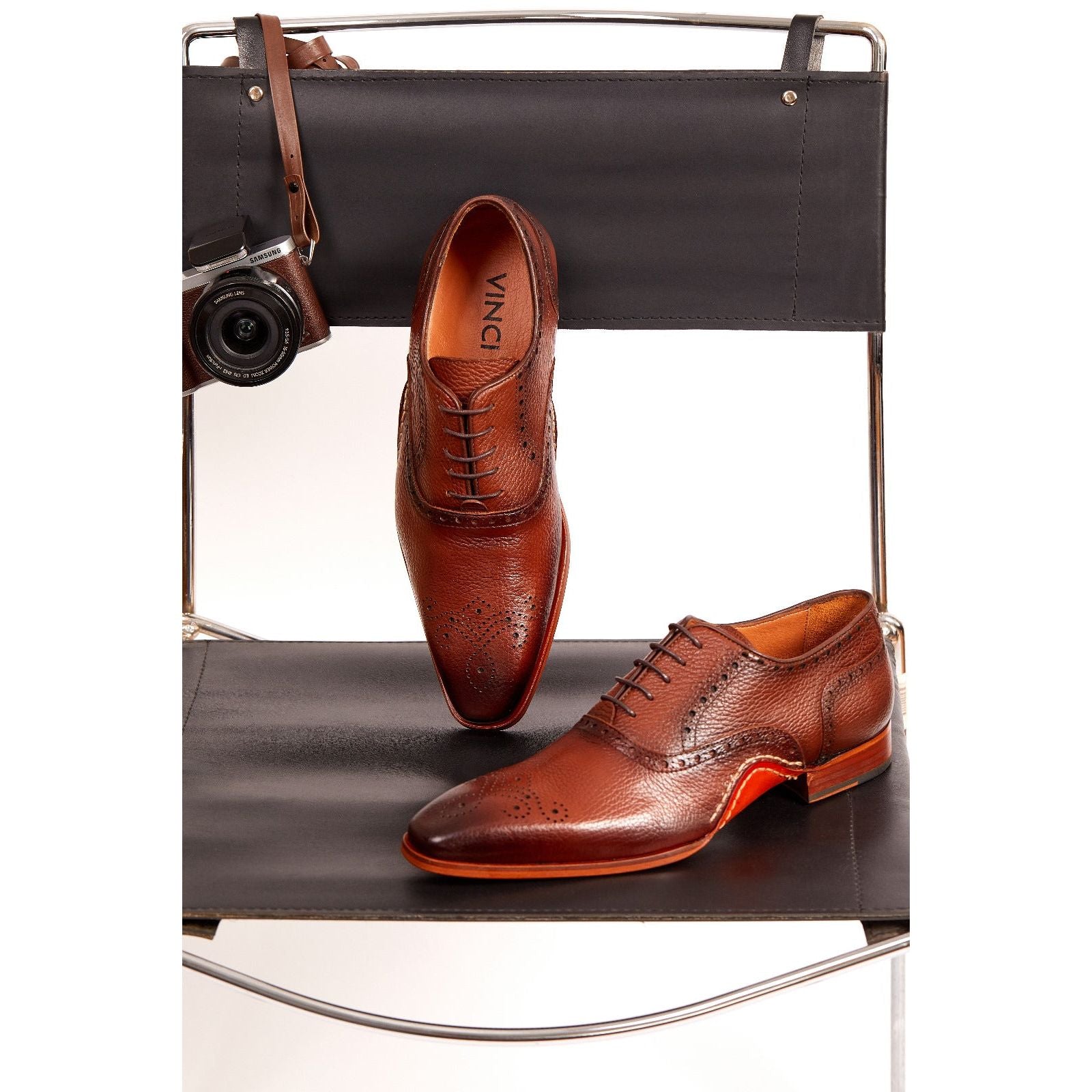 The Draco Handmade Tan Semi Brogue Oxford Men Shoe